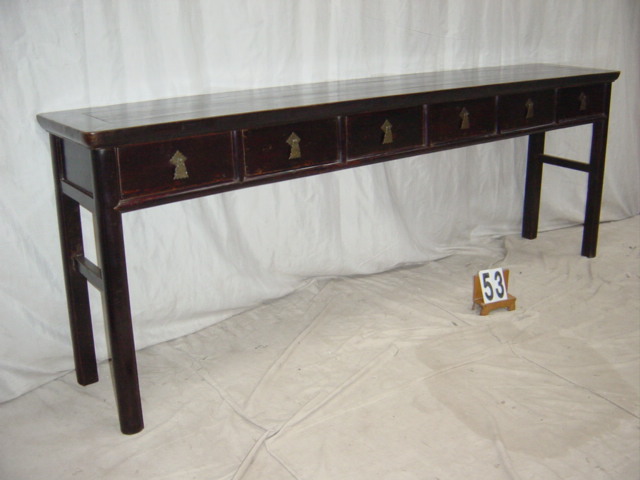Long Elmwood 6-Drawer Table #53