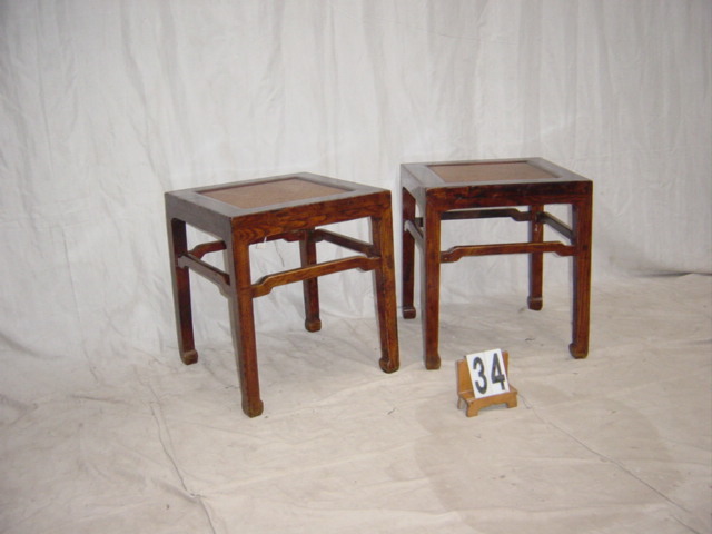 Pair of Elmwood Stools #34